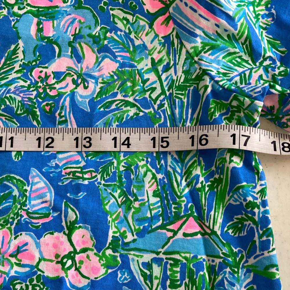 NWT Lilly Pulitzer Blue and Green Floral Tee Shirt Dress - Picture 6 of 10